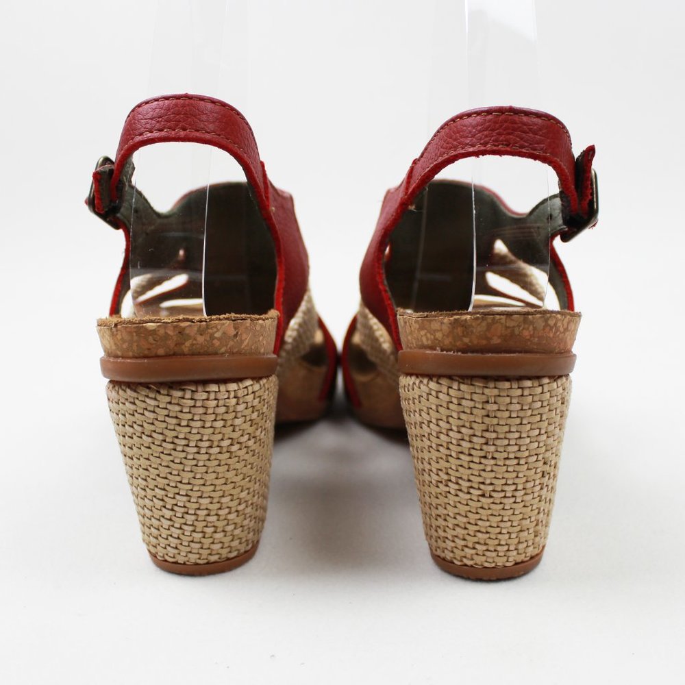 El Naturalista Red Ivory Chunky Heel Leather Sandals - Picture 5 of 15